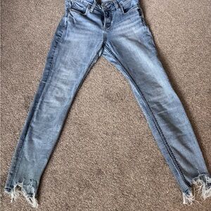 Silver Jeans Light Blue Skinny with Frayed Hem
